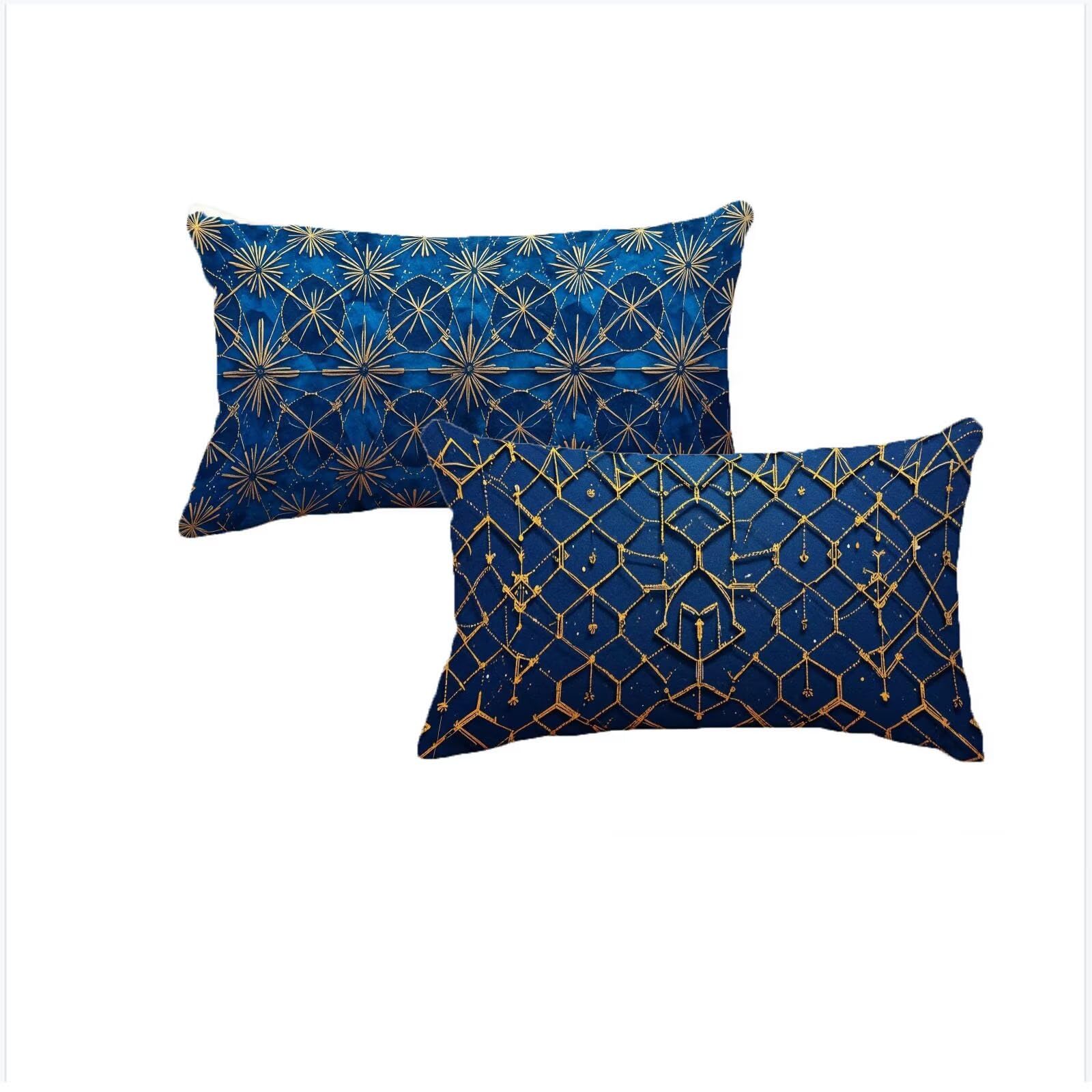 Housse Coussin 60x90cm Taie Oreiller Géométrique Bleu Imperméable