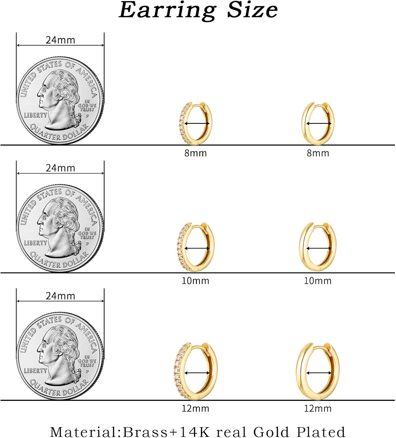 Gold Hoop Earrings Set Huggie Hoop Earrings Hypoallergenic Tiny Lightweight Cartilage Cubic Zirconia Jewelry Everyday Earrings for Women Piercing - Image 2