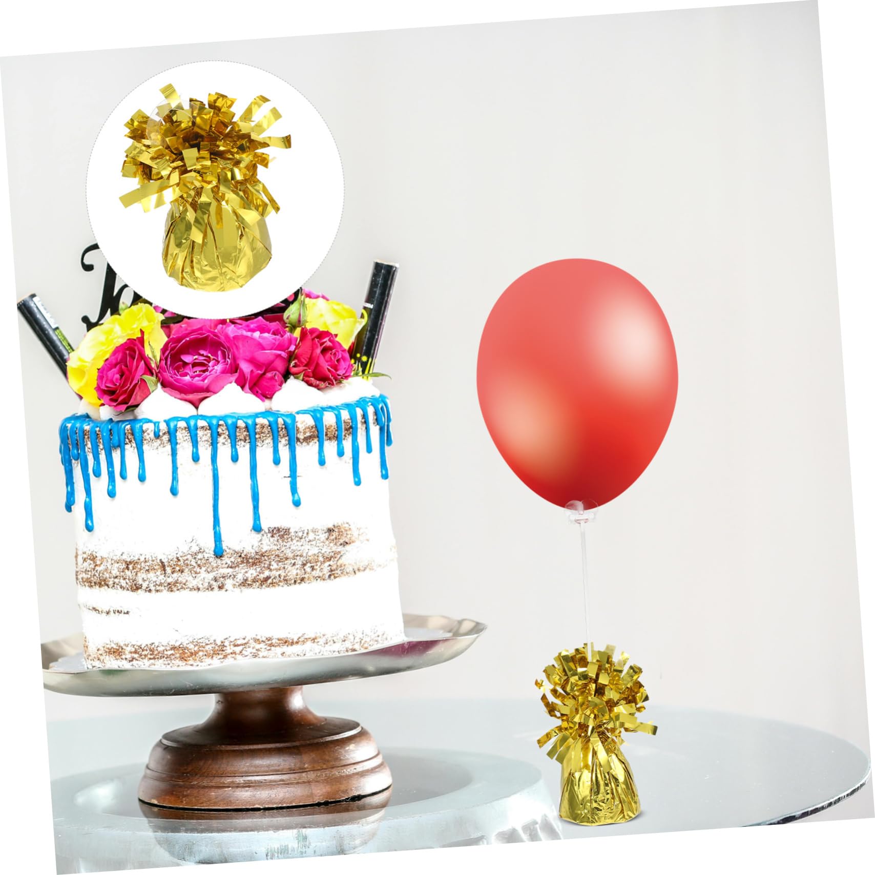 Ballongewichtblock 6 Stück Gold aus PVC und Zement für Feste