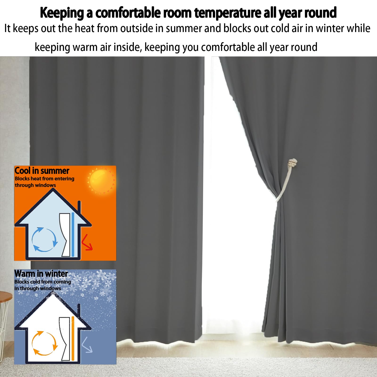 Amazon｜カーテン 50 x 165 cm Uvカット 断熱 節電対策 昼夜