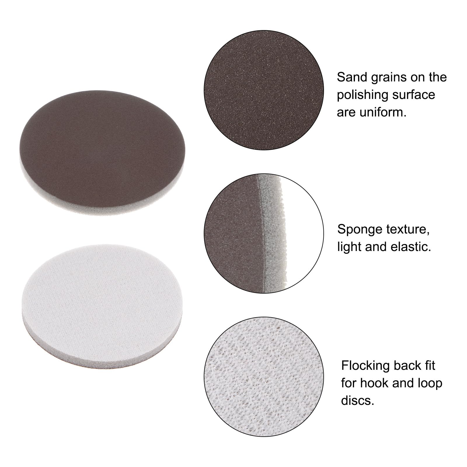 Sourcing Map 15 Dischi Abrasivi In Spugna Con Gancio E Anello Per Levigatrice Orbitale - Grana 1000 - 125mm Per Carteggiatura Bagnata/Asciutta Su Legno, Auto, Metallo E Cartongesso - 4