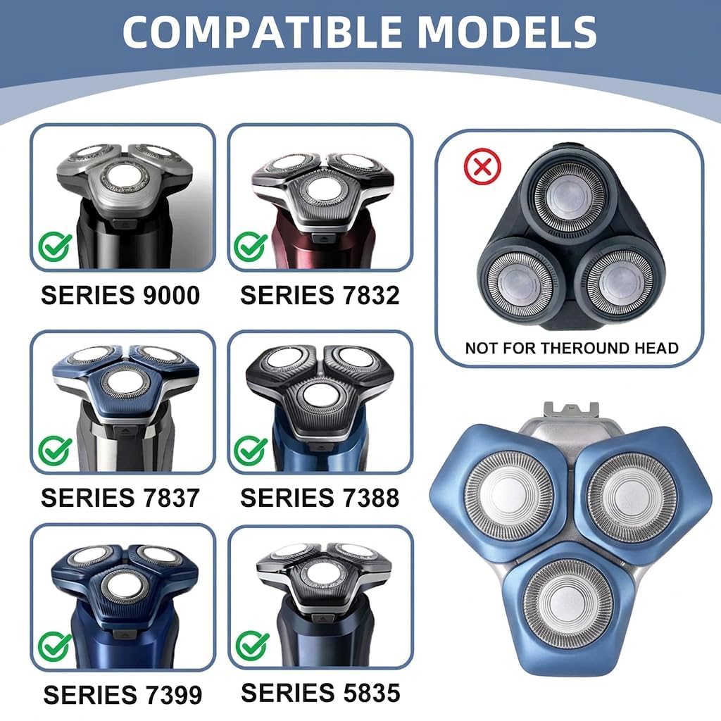 SH71/SH91 Têtes de Rasoir de rechange, compatibles avec p-hlips les rasoirs des sér-es 5000 (S55XX) et 7000, S5531, S5533, S7731, S8050, S9931 et S9935.