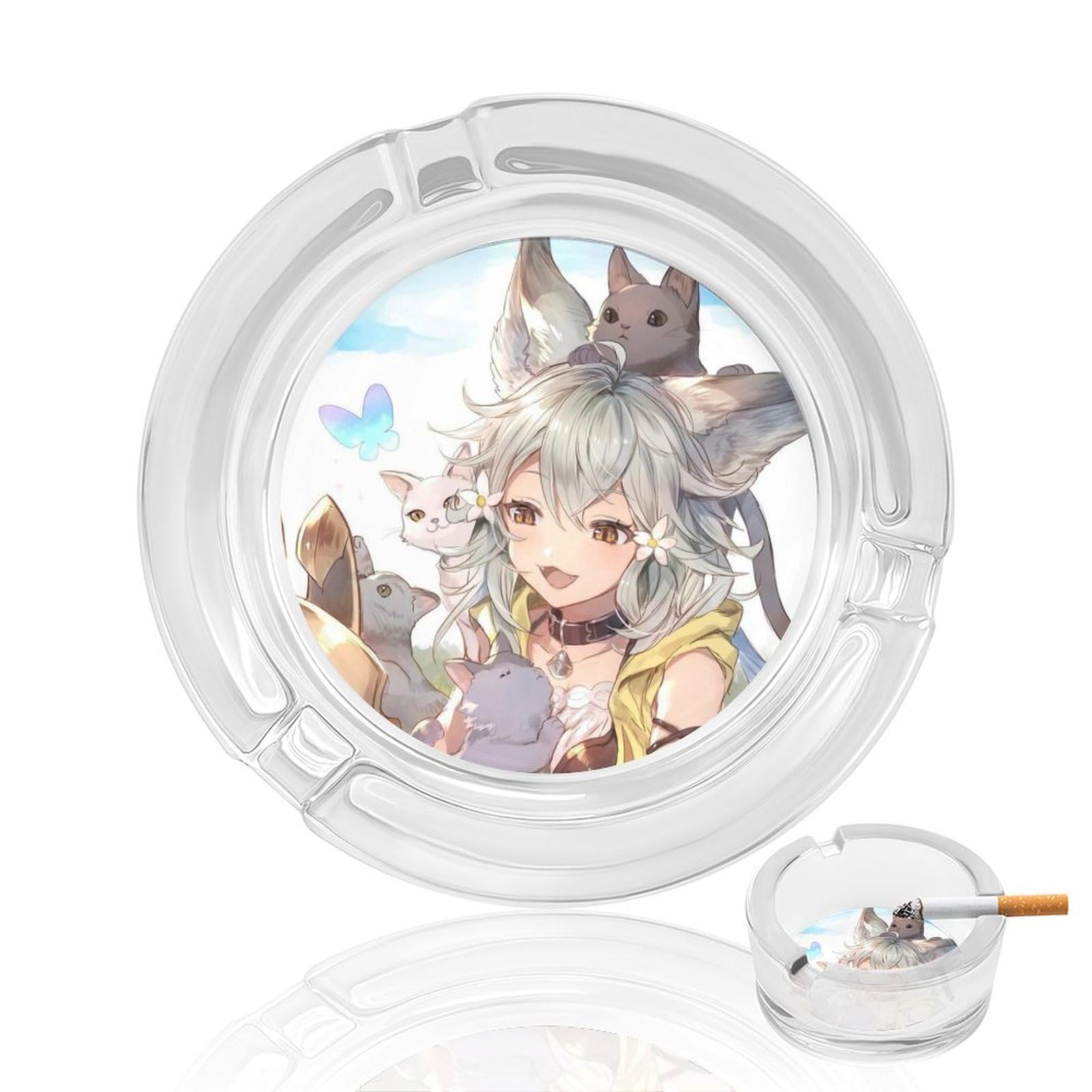 Amazon.co.jp: ガラス灰皿 キャラクター柄 パズドラ アニメ たばこ灰皿