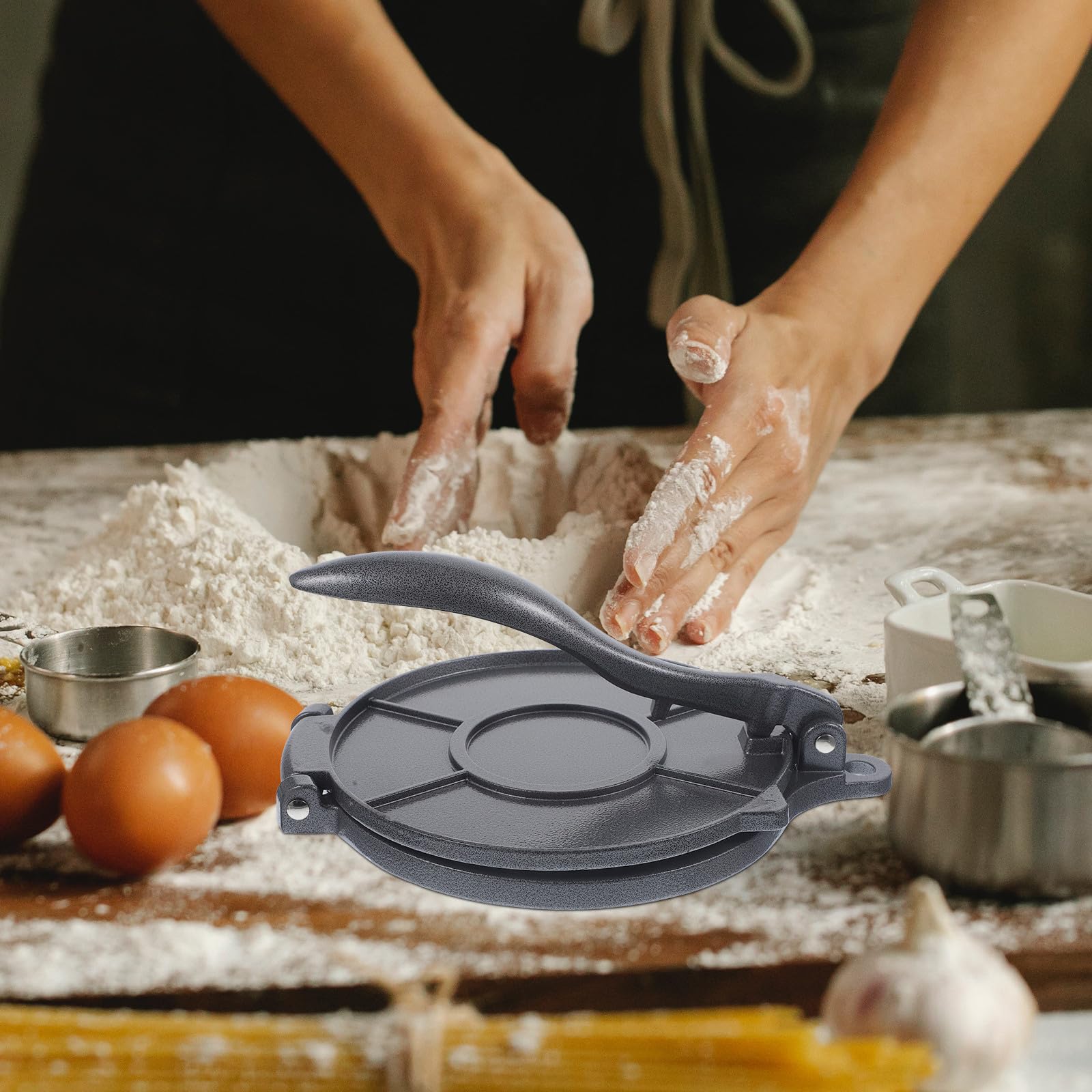 Abaodam Prensa para Hacer Tortillas de Aluminio Fundido, Aplastador de Masa para Tortillas de Maíz, Herramienta Resistente y Compacta para Cocina Tradicional