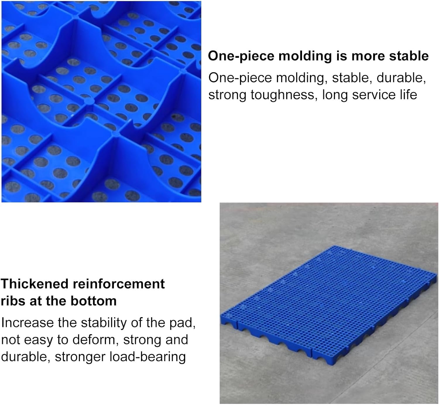 Plastic Nestable Pallet, Plastic Pallet, Breathable Grid Ventilation Pallet, Waterproof Grid Pad, HDPE Plastic Pallet for Basement Storage for Kennel, Garden, Basement, Patio(Blue,100 * 60 * 10c