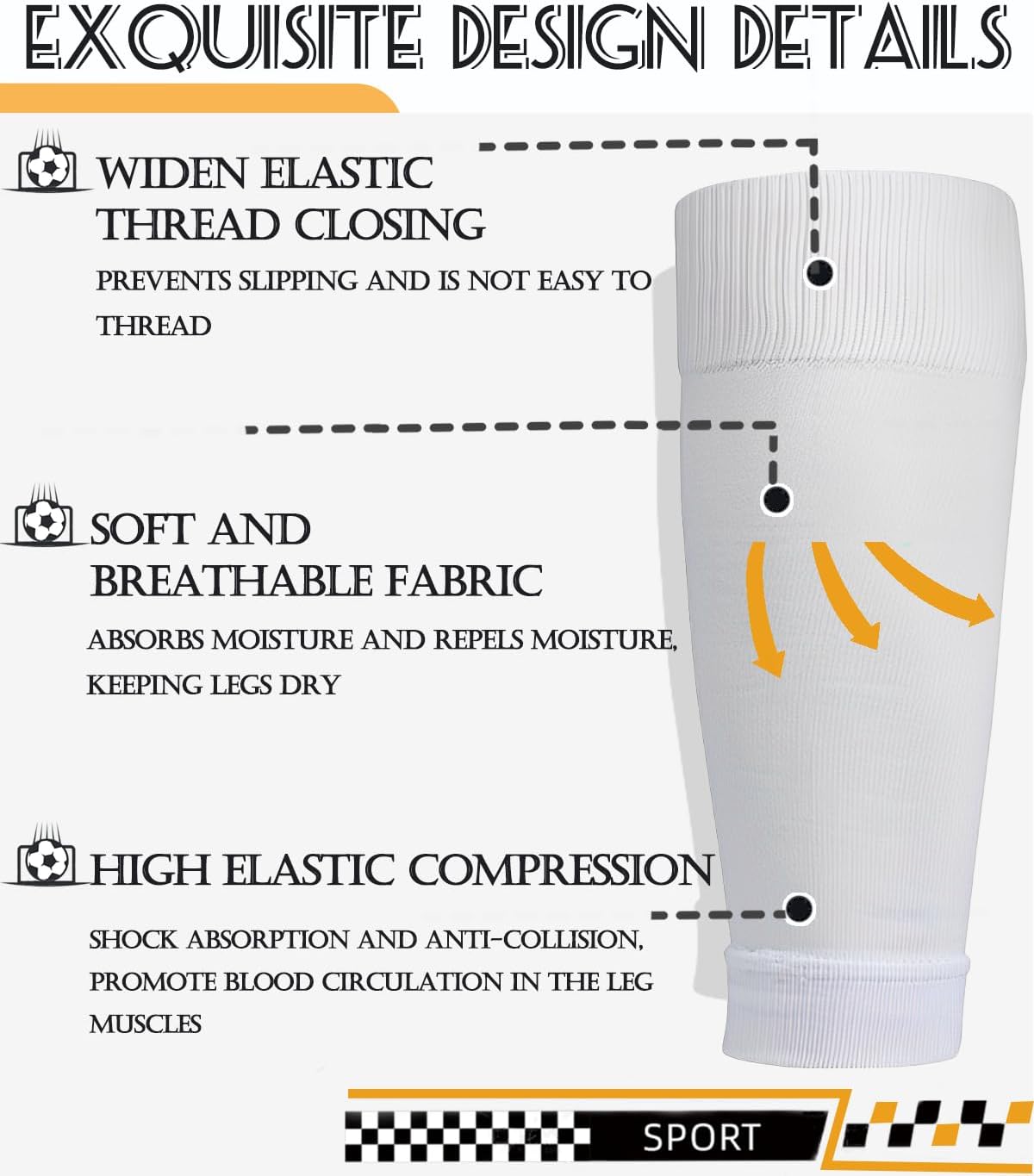 KMOLY 1 Set Kids Grip Soccer Socks and Shin Guard Sleeves for Age 7-14 Youth Boys Children Football Basketball Training - Image 4