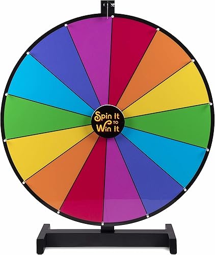 Brybelly Spin it to Win It - Rueda de premio jumbo, 24 pulgadas, 14 ranuras coloridas, botón personalizable, velocidad de giro ajustable, ruedas de