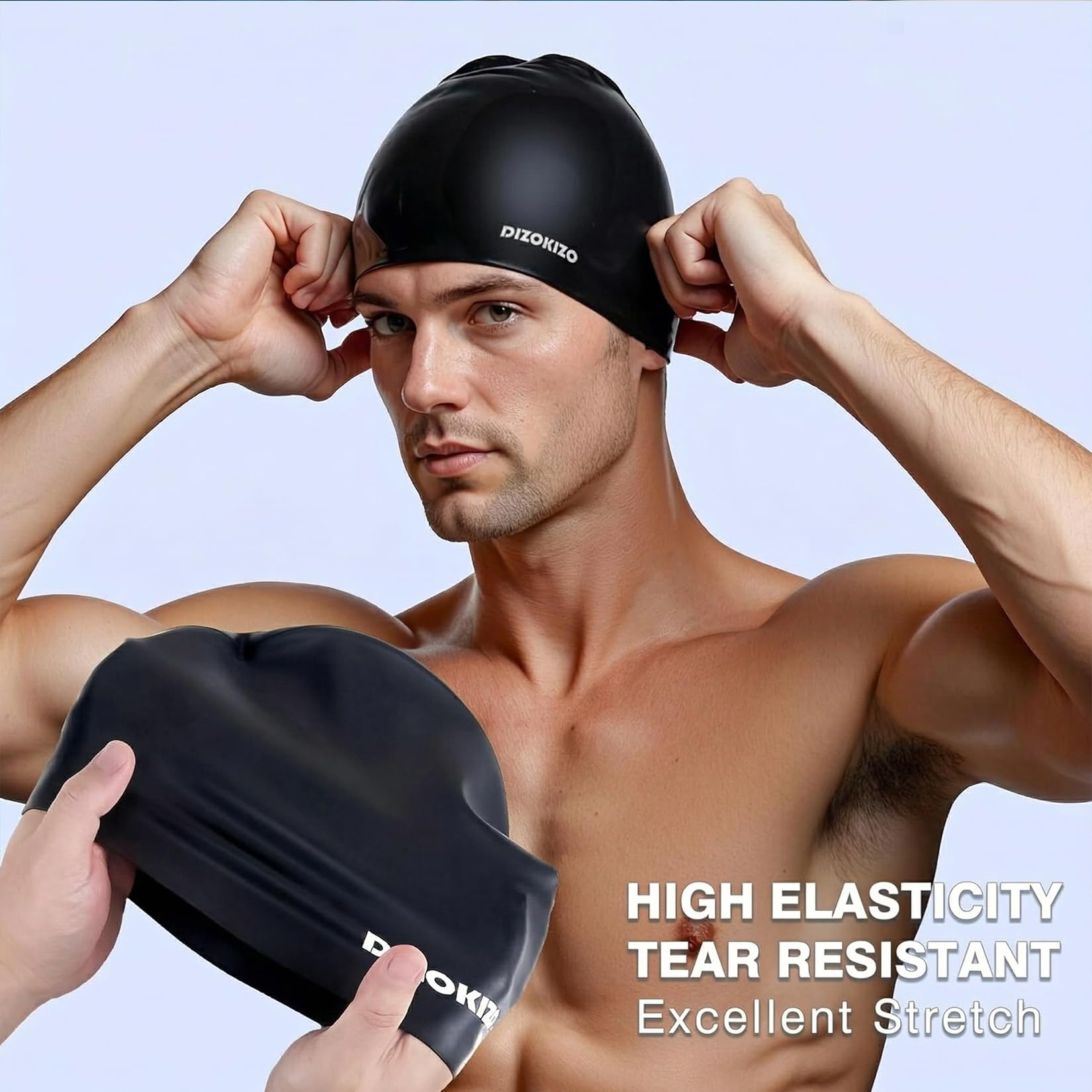 Bonnets de Bain en Silicone Anti-glissants pour Adultes Cheveux Longs et Courts, Lot de 2