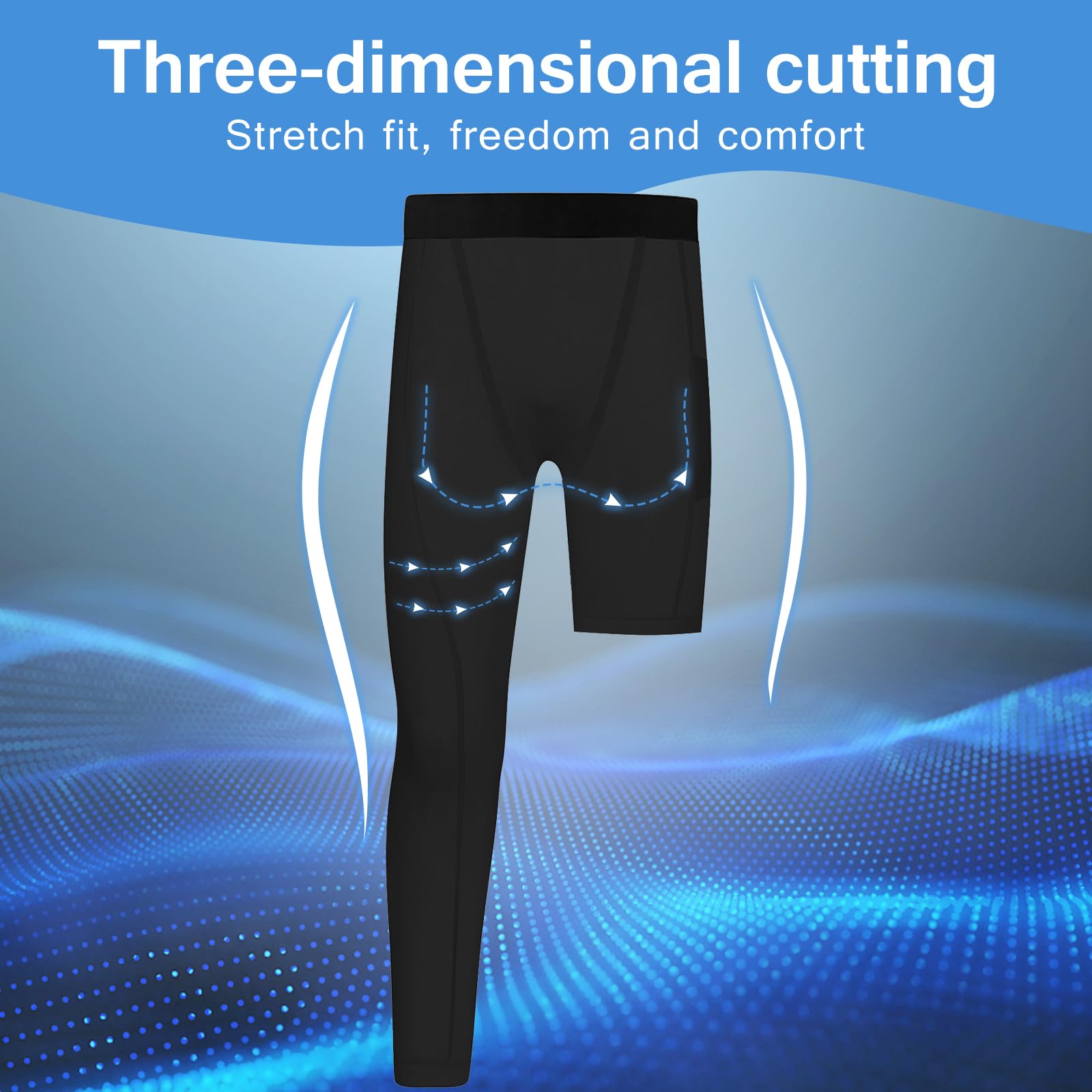 Valcatch Single Leg 3/4 Compression Tights avec Poches Pantalon de Sport Pantalon de Compression One Leg Basketball Leg Sleeves Base Layer