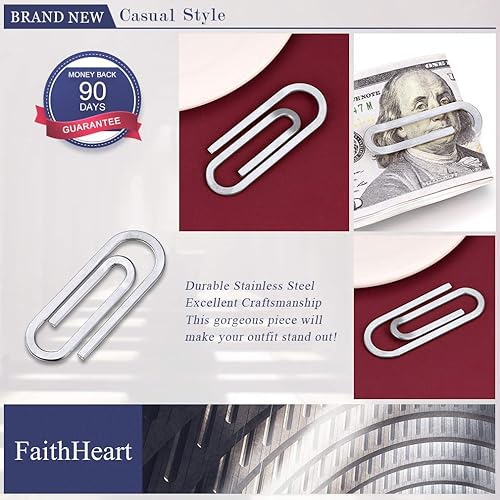 Miniatura 7 de FaithHeart Can Engrave - Clip de dinero para hombre, acero inoxidablechapado en oro, tarjetero minimalista para tarjetas, clips personalizados