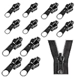 Ksheria Black Zipper Repair Kit Universal Zipper Pull Replacement 12pcs 3 Sizes Instant fix of Zippers for Broken Zippers on Jackets,Backpacks, Tents, and Luggage