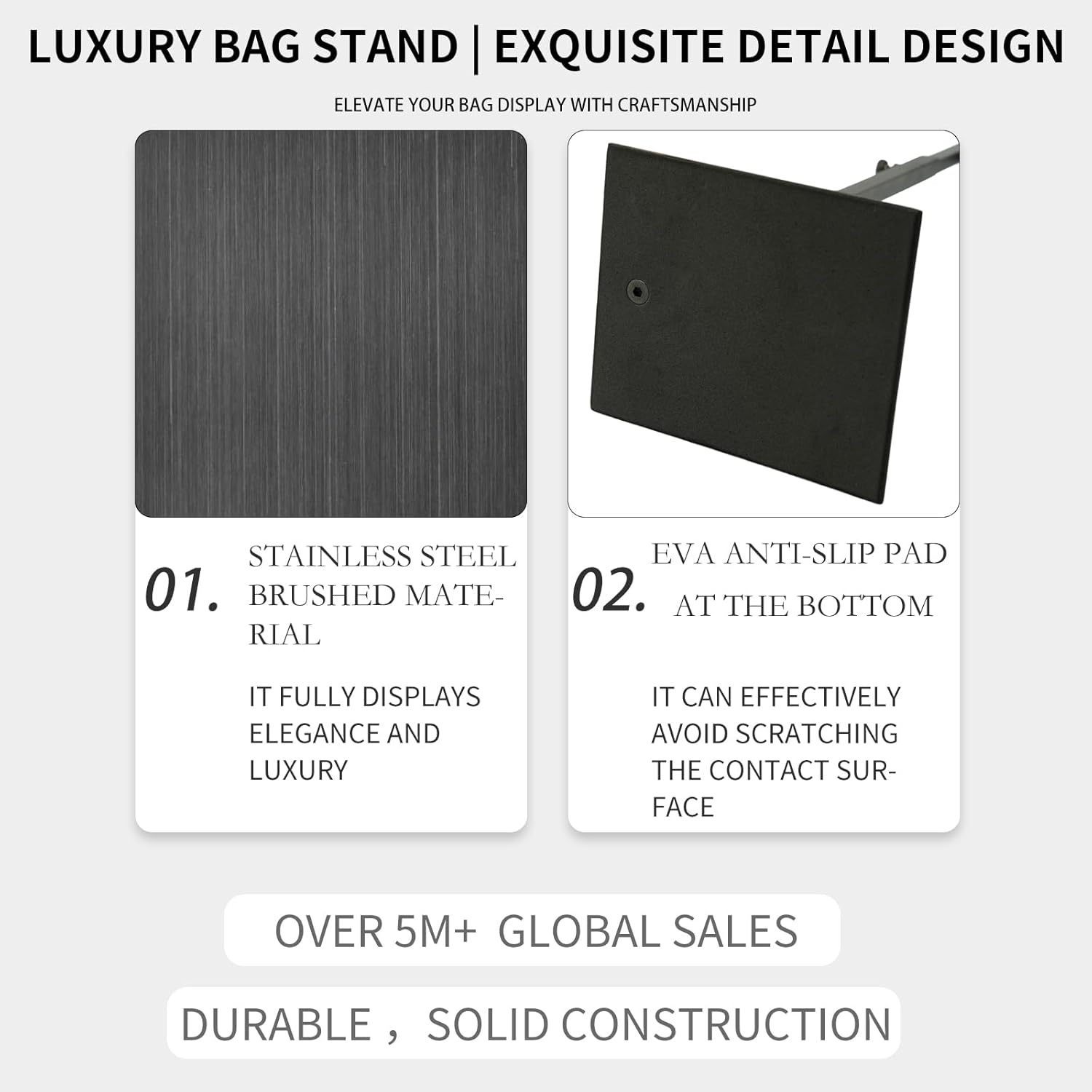 Handbag Display Stand Adjustable Hanging Hook Stands Purse Holder Display Rack for Bags Purses Wreath for Tabletop Closet Retail Use for Vendors (1 Pcs Black) - Image 8