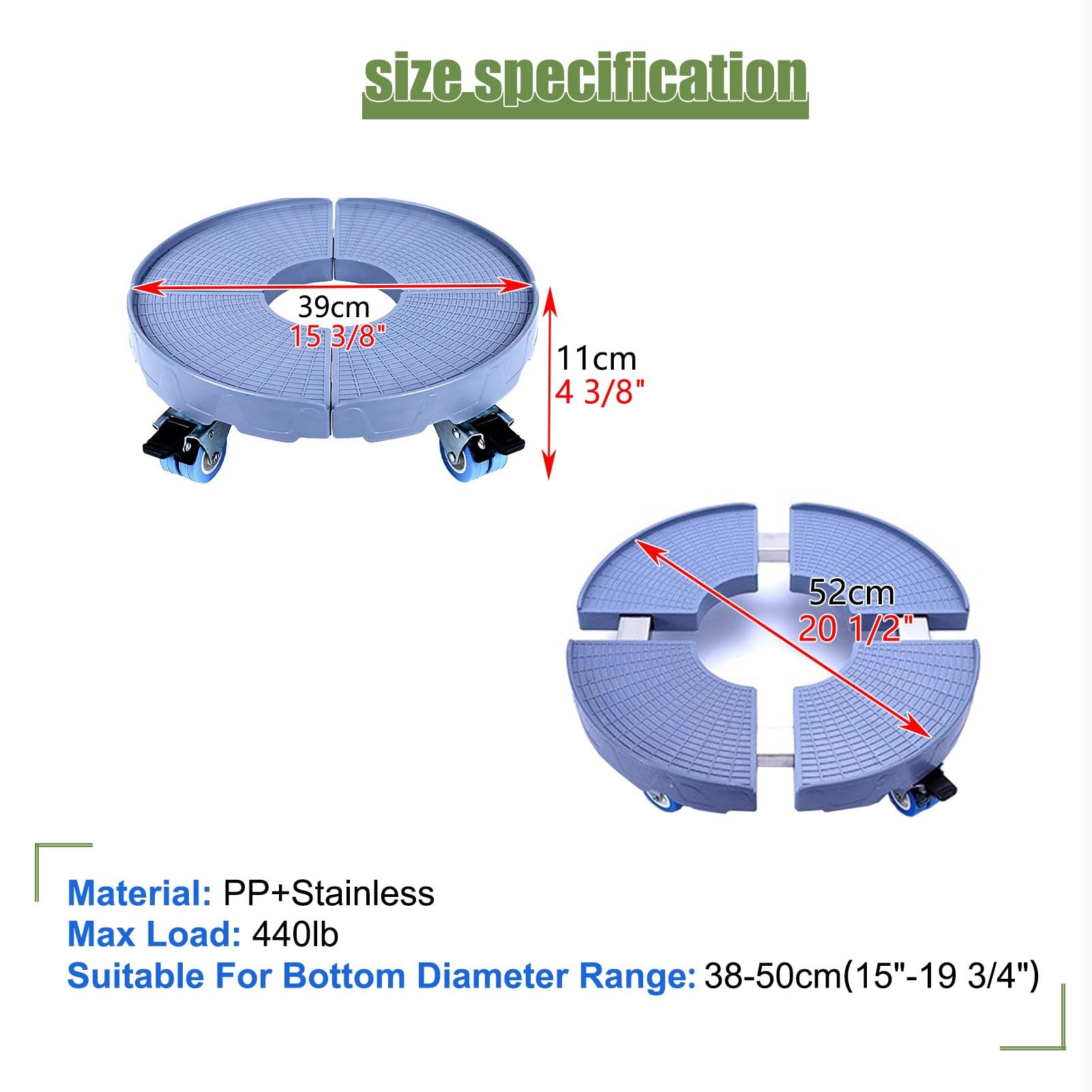 Soporte para Botella de Oxígeno Estante de Almacenamiento Ajustable y Móvil con 4 Ruedas Silenciosas, Soporte Resistente para Bombonas de Gas, Portamacetas Grande, para Interior y Exterior, Carretilla