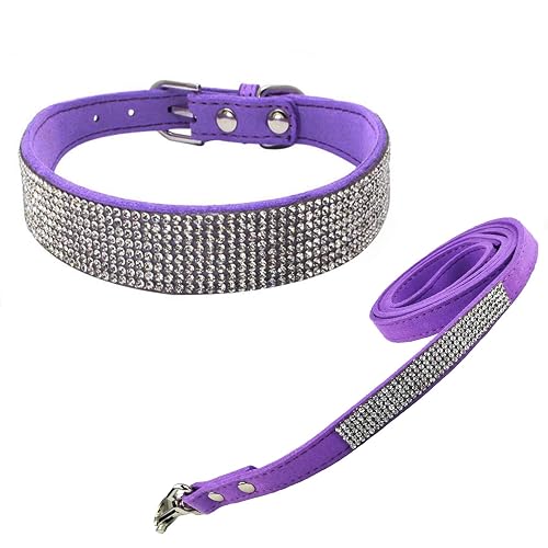 Newtensina Collar de Perro Mode con Diamante y Correa Bling Cuello de Cachorros con Correa para Perros…