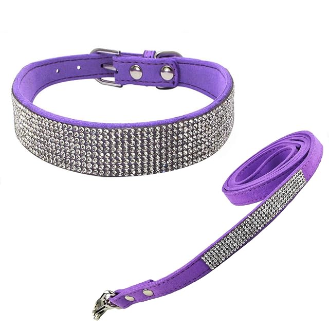 Newtensina Collar de Perro Mode con Diamante y Correa Bling Cuello de Cachorros con Correa para Perros…