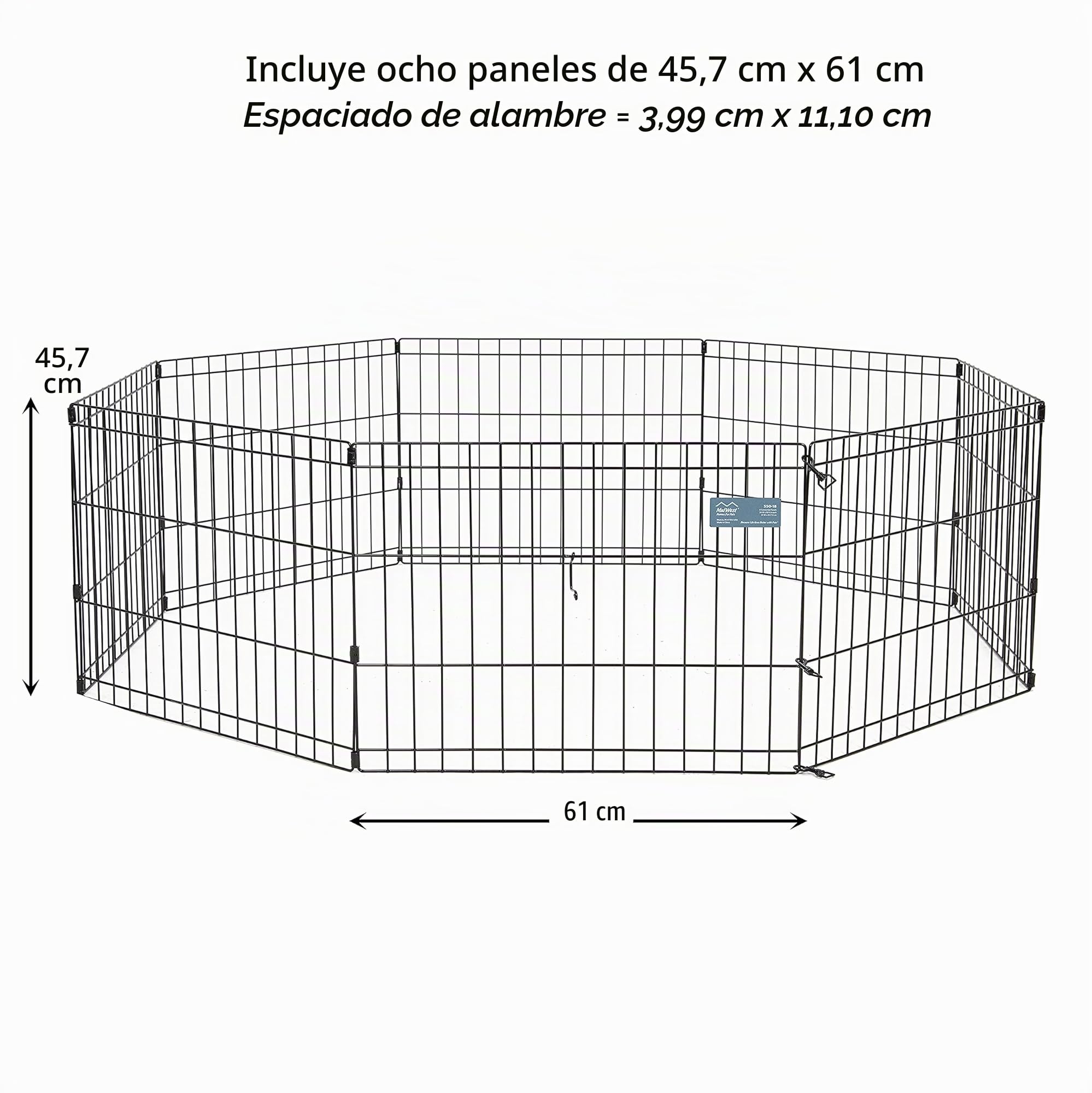 MidWest Homes for Pets - Parque de ejercicio y juego para perros y mascotas, metálico, plegable, sin puerta, estacas de anclaje, ofrece 1,5 m de espacio para jugar, 46 cm de altura, E-coat negro