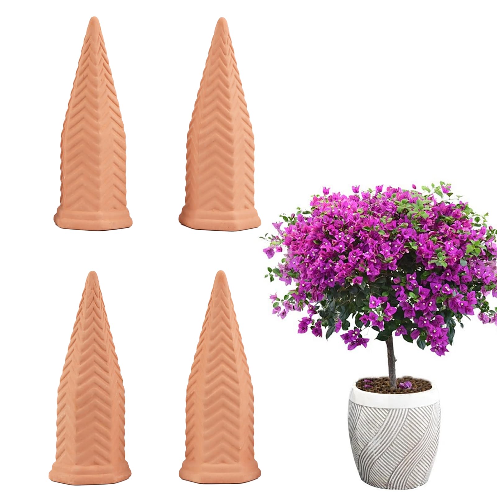 Merzio Terracotta Watering Spikes, Self Watering Plant Spikes, Automatic Plant Water Devices for Indoor Outdoor Plants, Slow Release Vacation Plant Watering Stakes