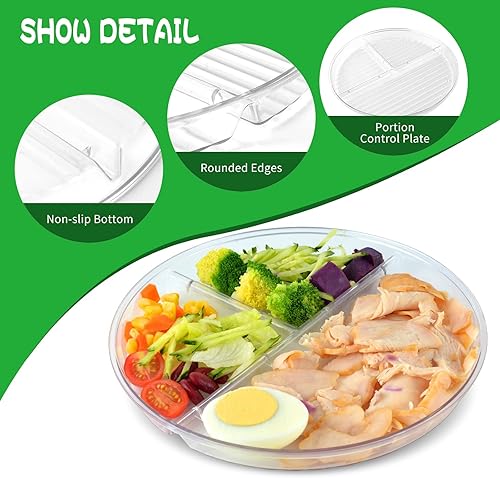 Miniatura 3 de SMAODSGN 2 placas transparentes de control de porciones, placas divisorias transparentes, placa de porciones para pérdida de peso, para porciones de