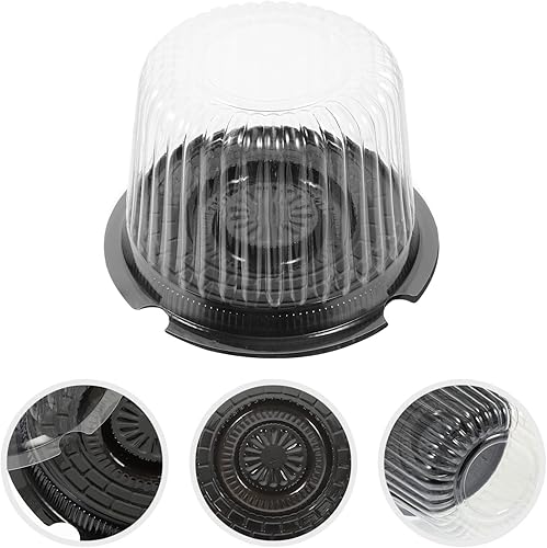 Miniatura 3 de Luxshiny 10 recipientes de plástico para tartas con tapas de cúpula de 4 pulgadas, cajas de mini cupcakes transparentes para postres, magdalenas de