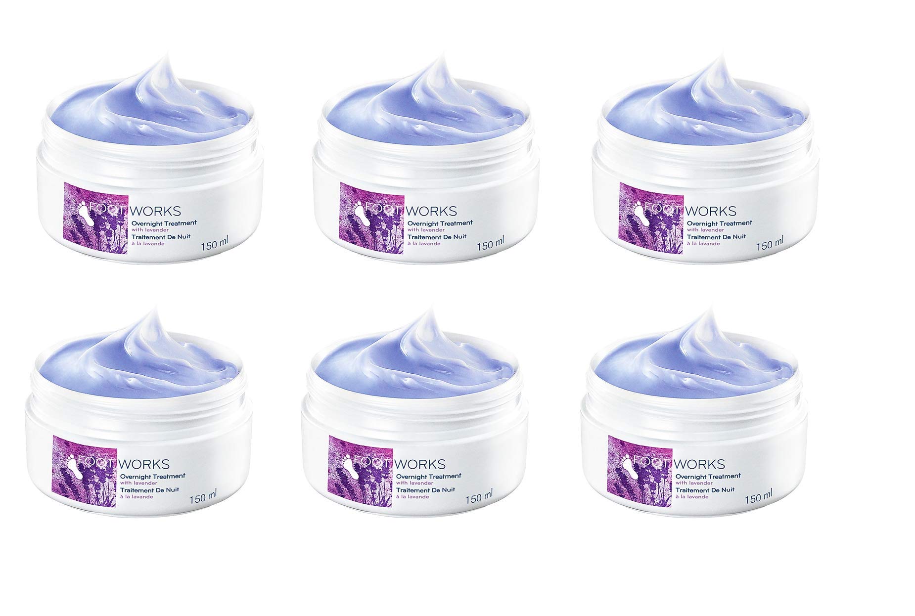 6 x Crema per il trattamento dei piedi durante la notte con lavanda