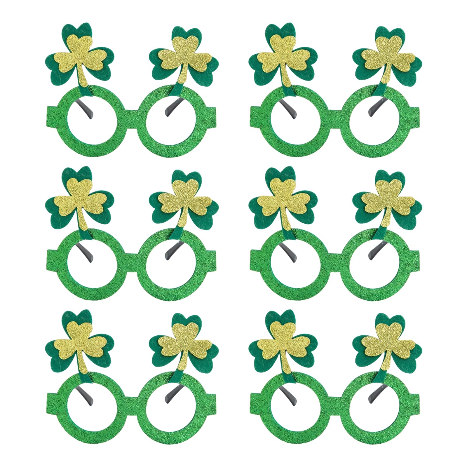 Limtula Of 6 Shamrocks Glasses for Patrick ' s Day Celebration Comfortable Portable Design Perfect for Party Photos and Festival Fun Shamrocks Glasses
