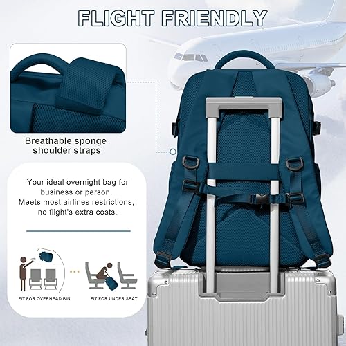 Vista 391 de VECAVE Mochila de viaje para laptop, mochila aprobada para vuelos,Mochila deportiva para universidad casual, E-peacockblue, Mochila para laptop