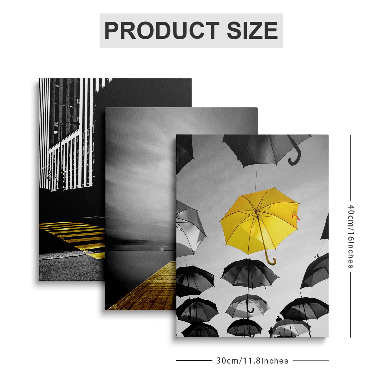 prinfantasy Black Wall Art Photo Canvas - Pictures Artwork Prints 3 Panels 12x16in for Living Room YH1606 - Image 2