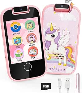 Kids Phone Toys For Girls Age 3-8, Cell Phone Kids With MP3 Music Player Dual Camera Puzzle Games, Christmas Birthday Gifts