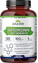 Zazzee High Absorption Artemisinin, 100 mg per Capsule, 120 Vegan Capsules, with 5 mg BioPerine for Maximum Absorption, Sweet Wormwood Extract, 4 Month Supply, All-Natural and Non-GMO