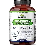 Zazzee High Absorption Artemisinin, 100 mg per Capsule, 120 Vegan Capsules, with 5 mg BioPerine for Maximum Absorption, Sweet Wormwood Extract, 4 Month Supply, All-Natural and Non-GMO