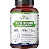 High Absorption Artemisinin, 100 mg per Capsule, 120 Vegan Capsules, with 5 mg BioPerine for Maximum Absorption, Sweet Wormwood Extract, 4 Month Supply, All-Natural and Non-GMO