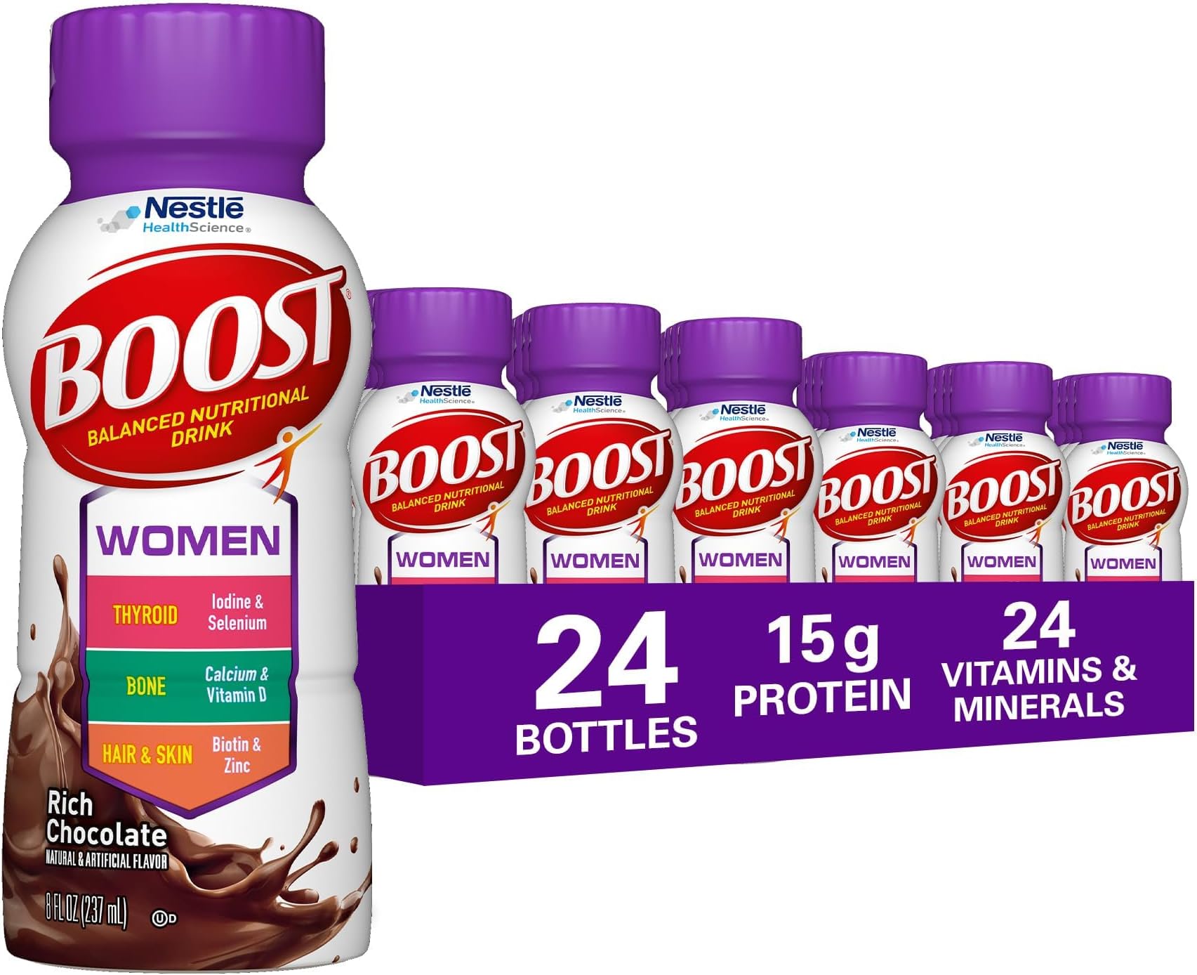 Women Balanced Nutritional Drink, Rich Chocolate, 8 fl oz (Pack of 24)