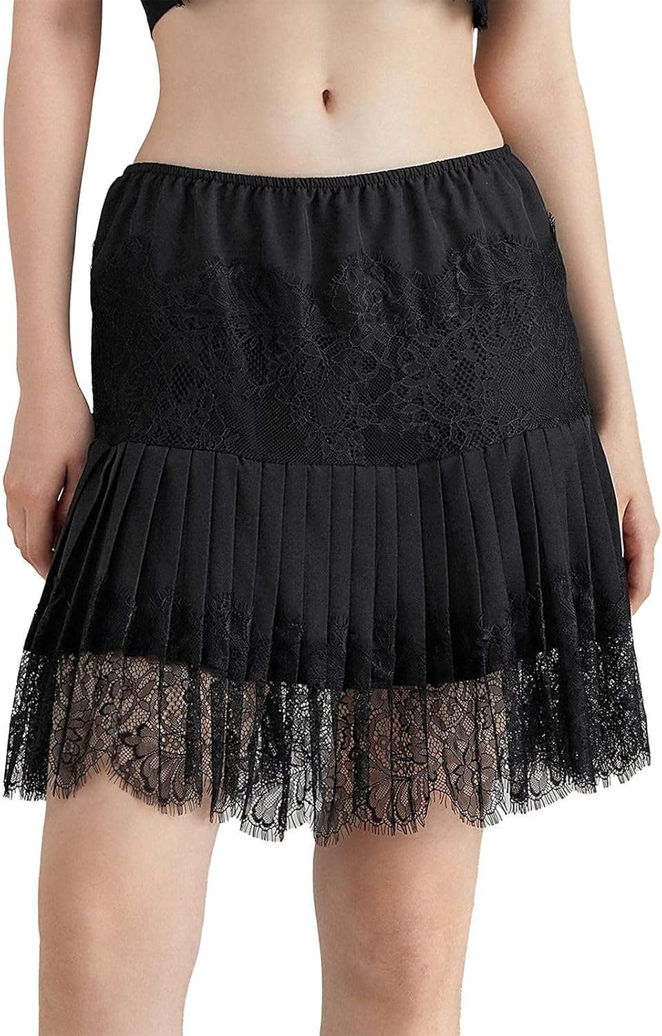 Argeousgor Women Lace Slip Mini Skirt Ruffle Pleated Flowy Short Skirts Low Rise Layered Tiered Skirt