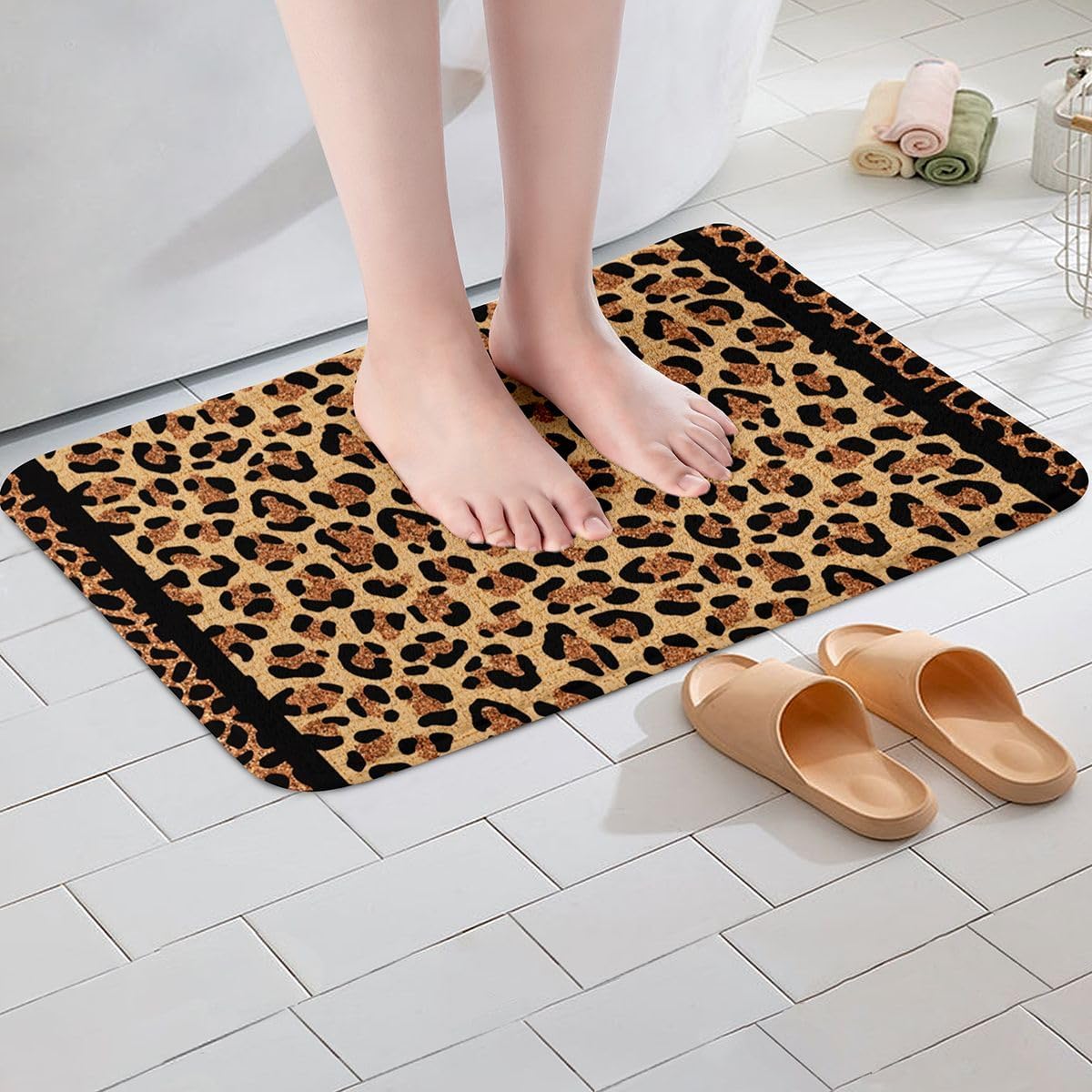 Feelyou Kids Boys Girls Sparkle Cheetah Bathroom Rugs