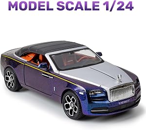 Andek 1:24 Rolls Royce Dawn Car Model Simulation Alloy Convertible Sports Car Sound and Light Pull Back Toy Car Boy Collection Gift (Purple)