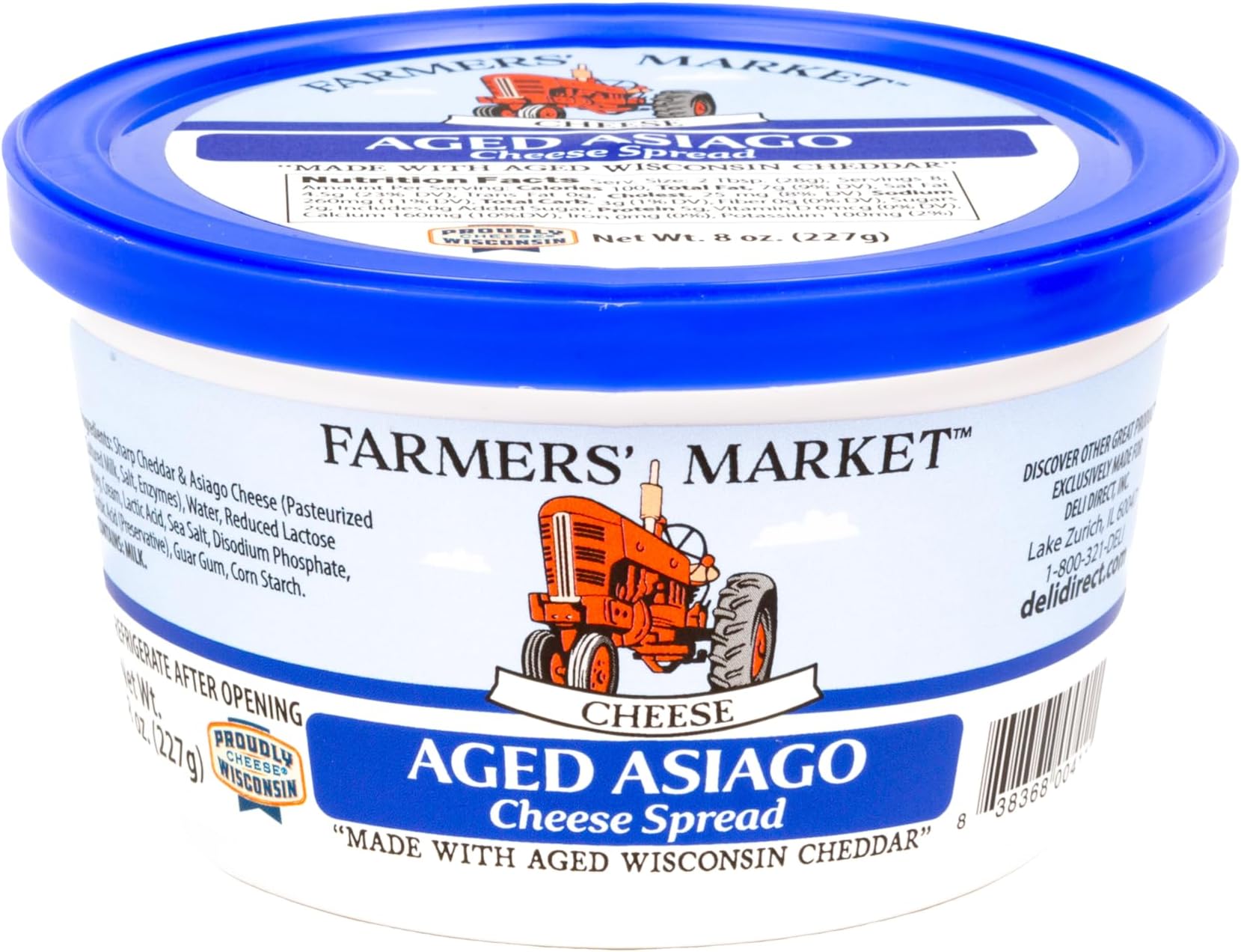 Cheese Spread, Shelf Stable, Wisconsin, Great as Snack Dips for Pretzels or Veggies, (1pk, Asiago)