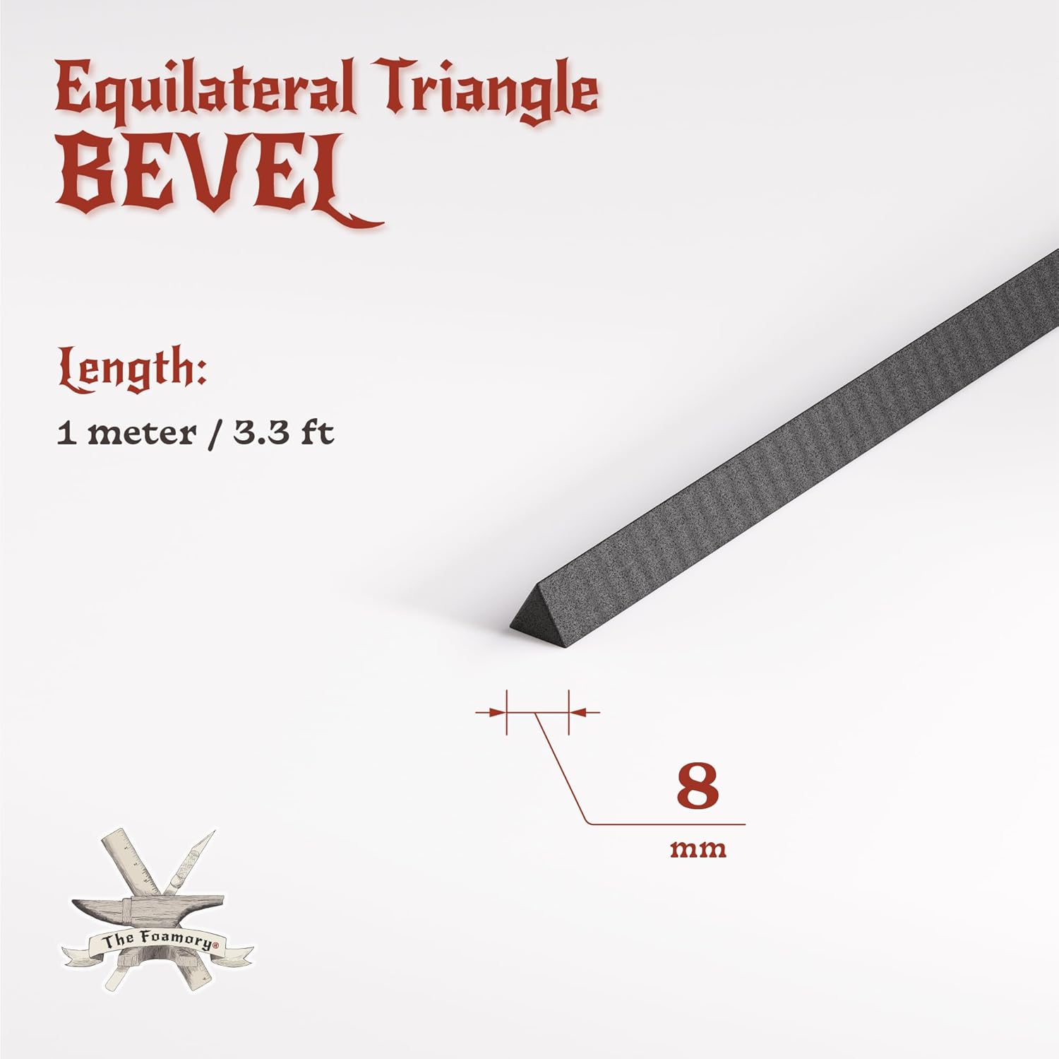 The Foamory's Instant Edge EVA Foam Bevel. Pre Cut Equilateral Triangle 3 Pack 5-30mm x 1M Save Time on Cosplay, Costume Edges and Armor Detail. Black High Density 85kg/m³ EVA Craft Foam Beveled Dowel