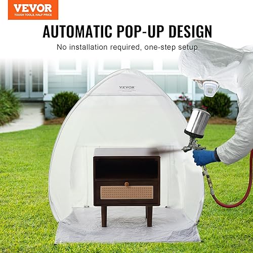 Miniatura 65 de VEVOR Cabina de pintura portátil, tienda de campaña de pintura en aerosol más grande de 10 x 7 x 6 pies con pantalla integrada de piso y malla