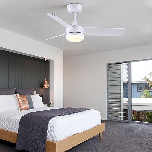 Miniatura 6 de Ventilador de techo con luz, ventilador de techo blanco de 36 pulgadas, control remoto regulable, ventilador de techo inteligente compatible con