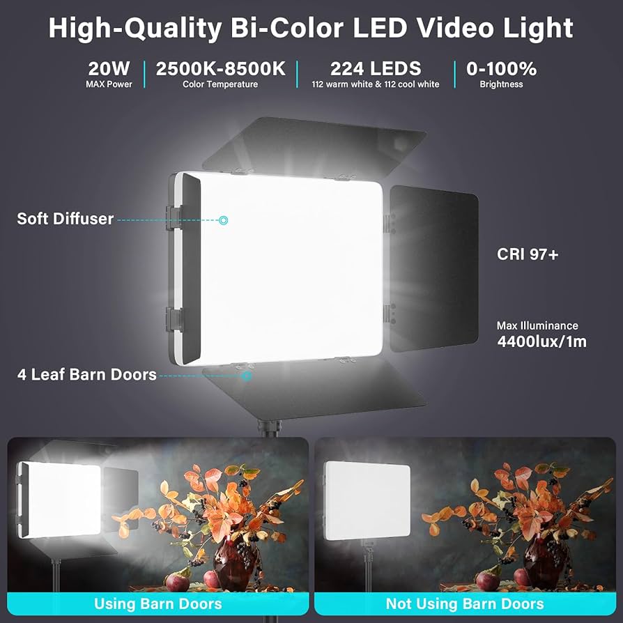 Amazon.com : 2 Pack Led Video Light Panel Lighting Kit with Barn