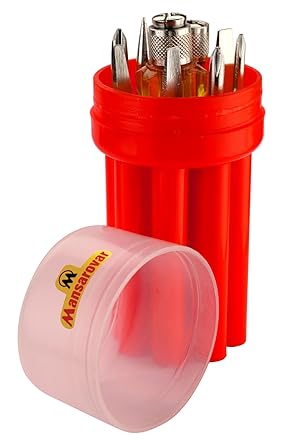 Mansarovar No. 510 Stainless Steel Grey Screw Driver Kit - Set of 8 Blades with Neon Bulb