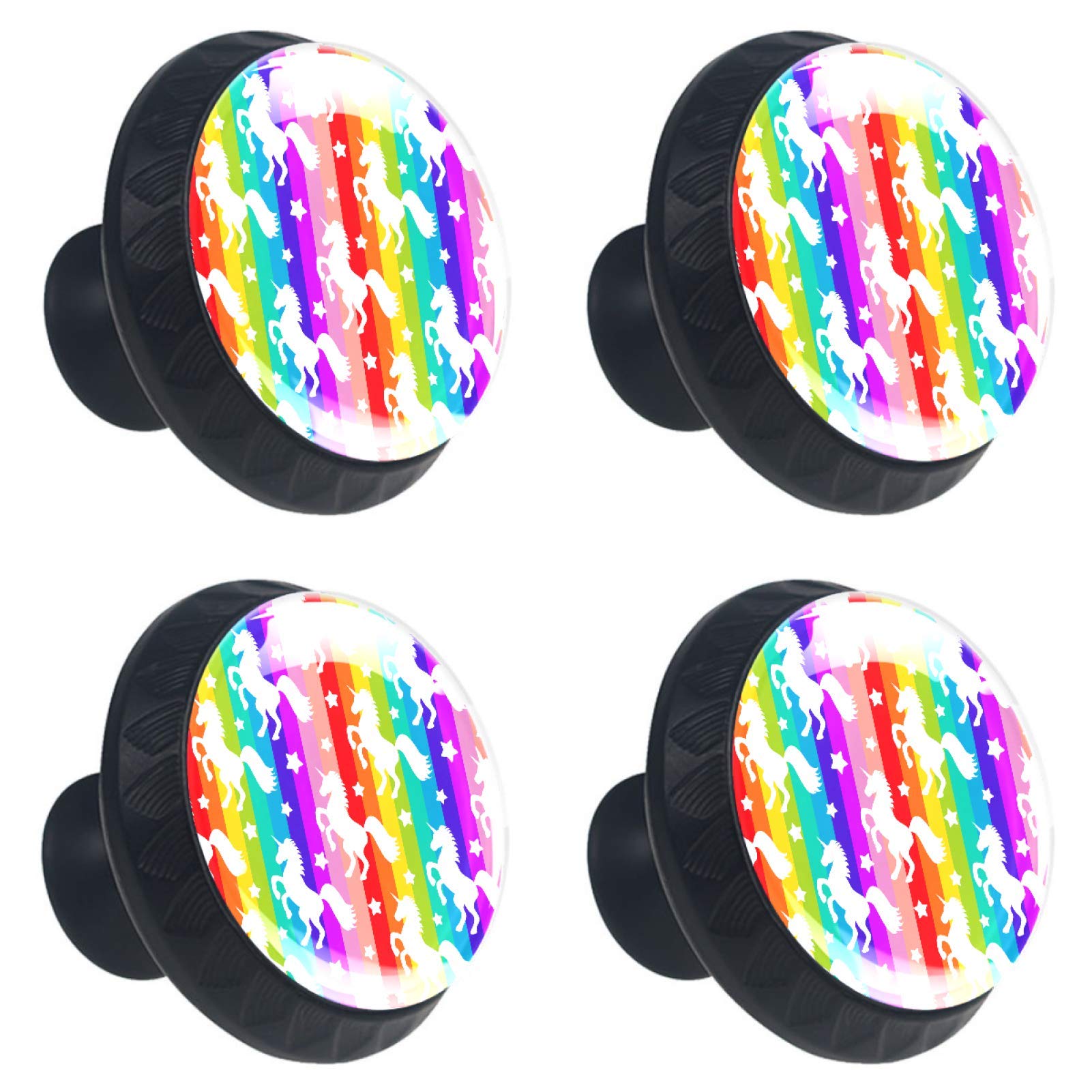 Bouton de tiroir licorne arc-en-ciel en cristal 30 mm pour meuble et commode