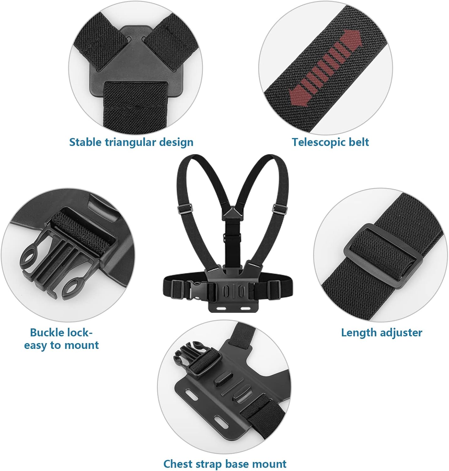 ChromLives Phone Strap Mount Set, Chest Strap Mounts+Head Mount +Phone Neck Holder,3 in 1 Hands Free Phones Holder for Neck Head Chest Compatible with iPhone,Gopro Hero and More