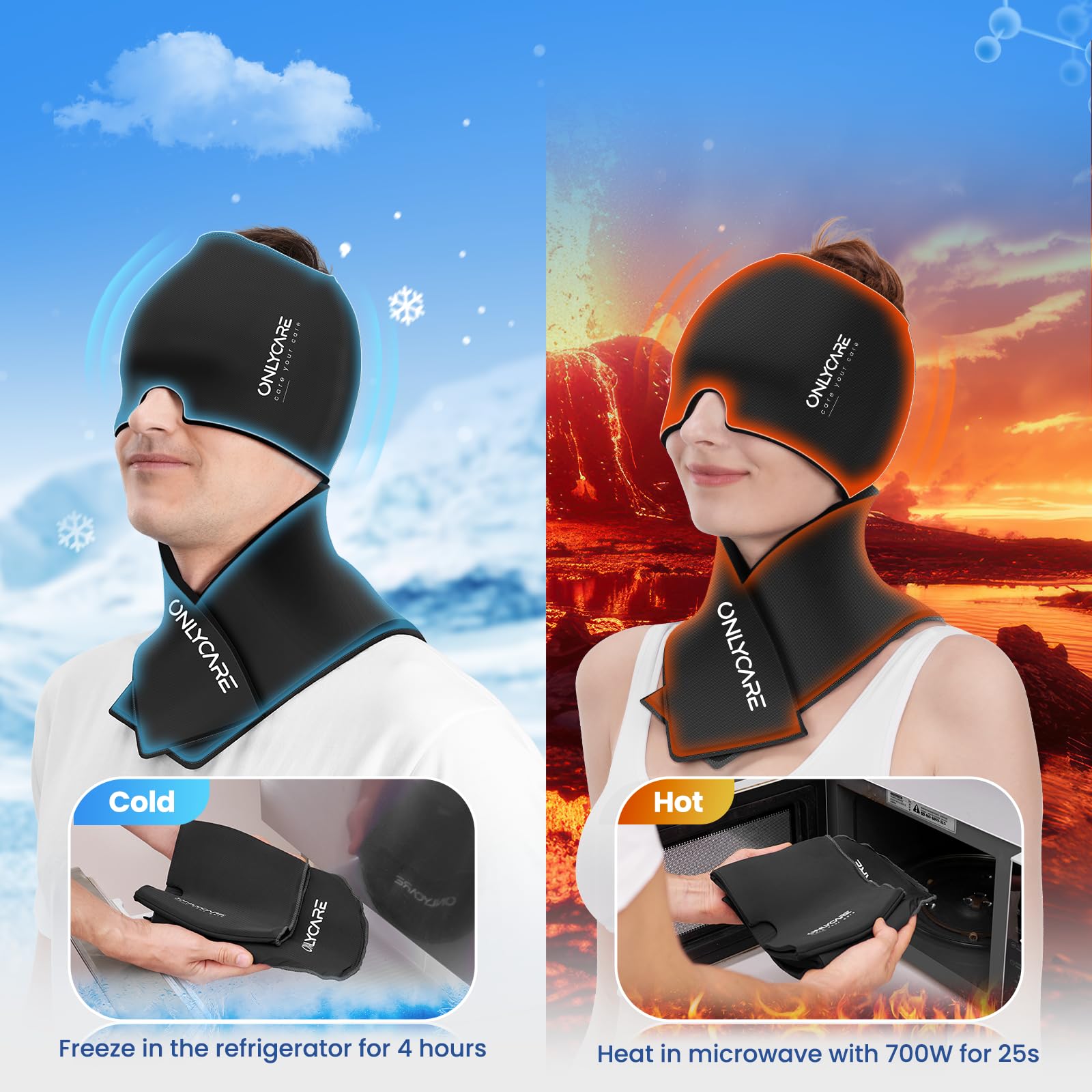 ONLYCARE Paquete de gel para aliviar la migraña y paquete de hielo para el cuello