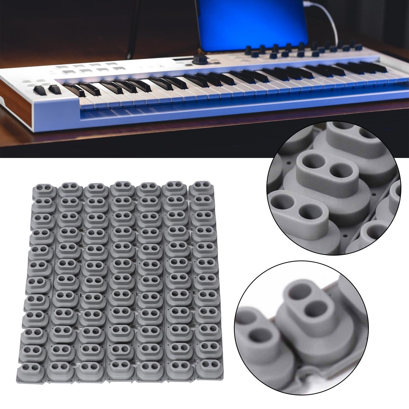 F Fityle 7 pezzi di striscia di contatto in silicone conduttivo per tastiera, accessori per pianoforte elettronico professionale leggero, striscia di contatto