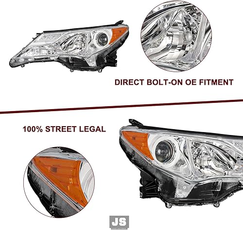 Miniatura 5 de JSBOYAT Conjunto de faros halógenos compatible con Toyota Rav4 2013, 2014, 2015, 13, 14, 15, RAV-4, carcasa cromada con reflector ámbar
