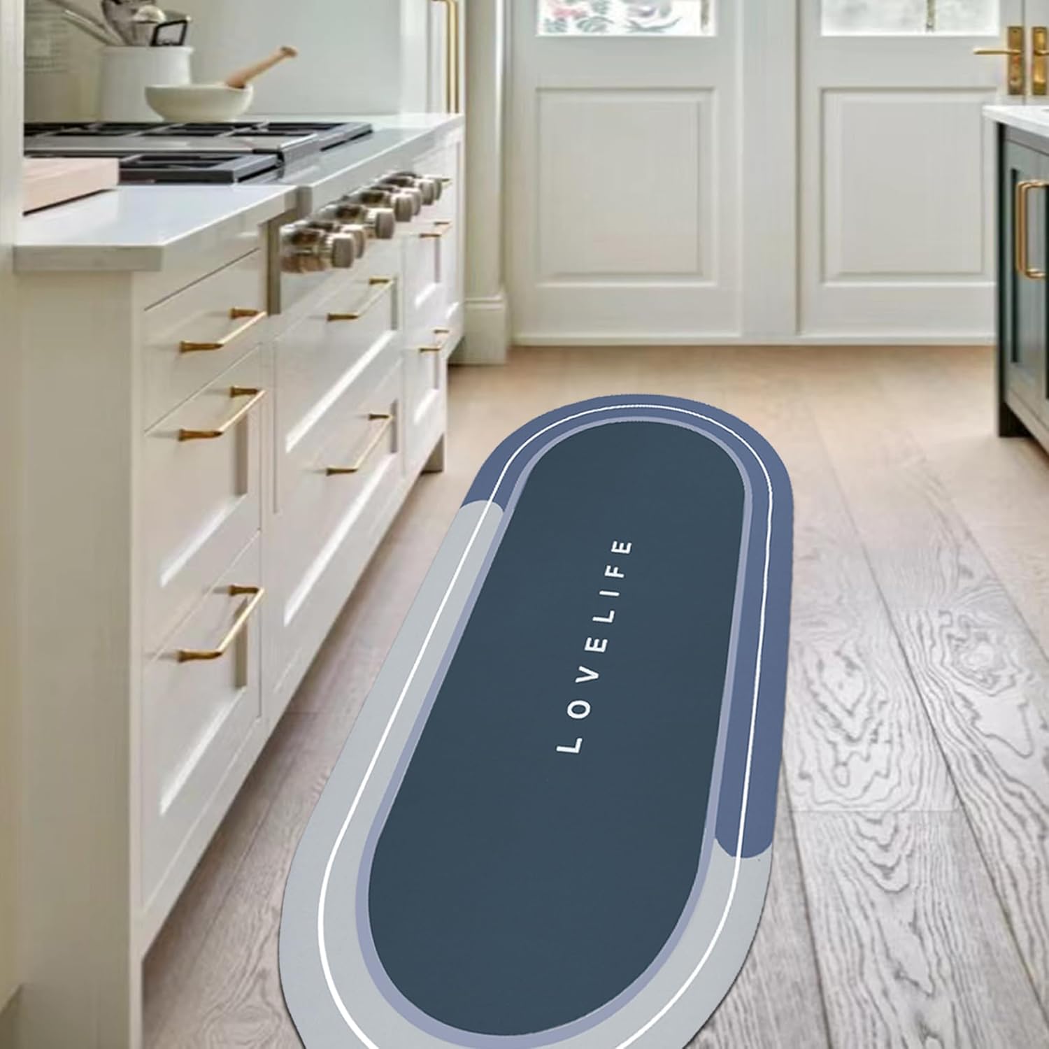 Rubber Bath mats Quick-Drying Non-Slip Bathroom mat Super Absorbent Bath mat Instant Dry Bath mat, Bathroom Rug in Front of The Kitchen Sink, Shower Room, Bathtub, Oval(Blue+23.6x47.2in) Blue 23.6x47.2in