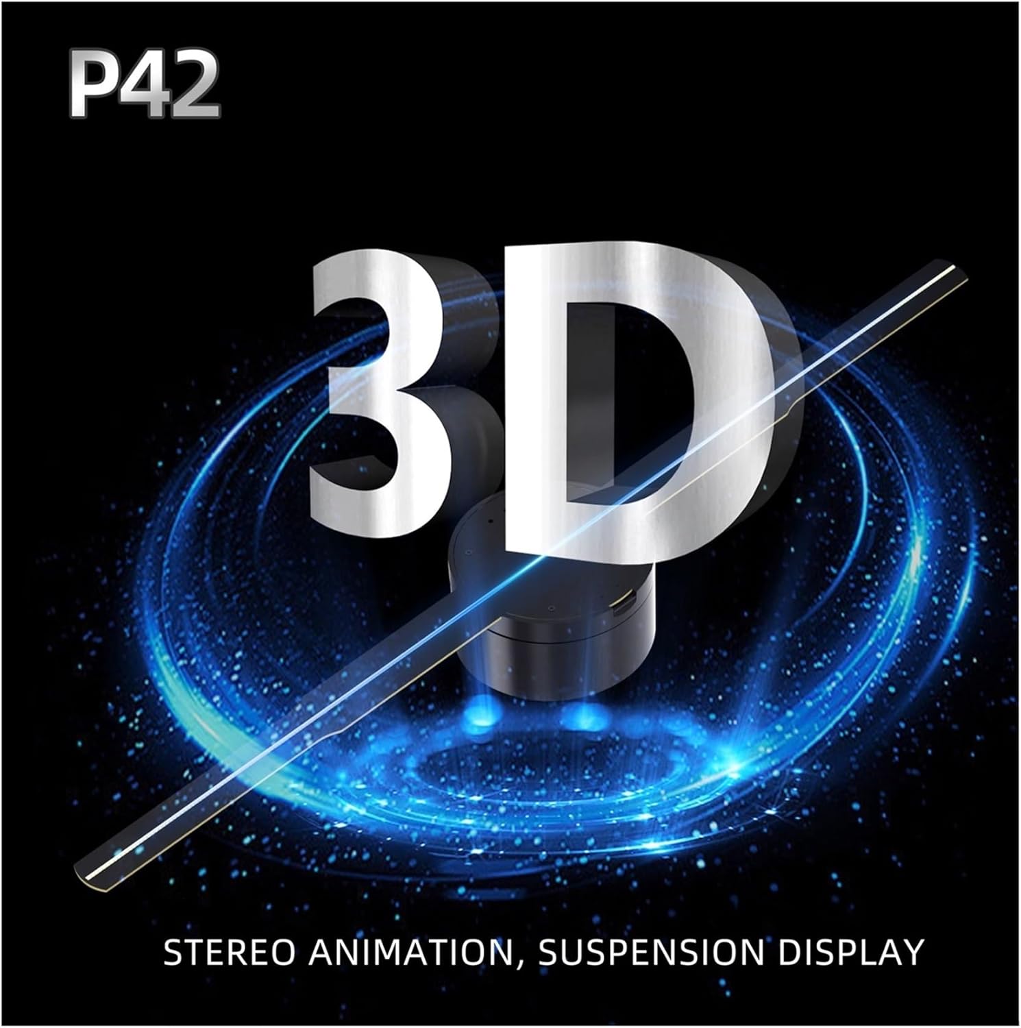 3D Hologram Fan, 16.3“ 3D Hologram Fan Advertising Projector 224 LED Beads Easily Control Floating Art Decorative For Chrismas Halloween Streets Malls P42-High Brightness for Bar,Casino,Party