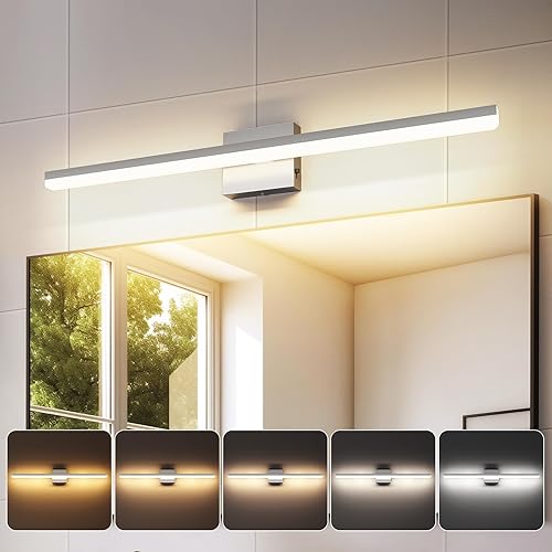 Miniatura 8 de Lámparas LED Modernas para Baño de 18W Níquel Cepillado Barra de Luces de Tocador 5CCT Regulable Luminaria Sobre Espejo Luz de Tocador para
