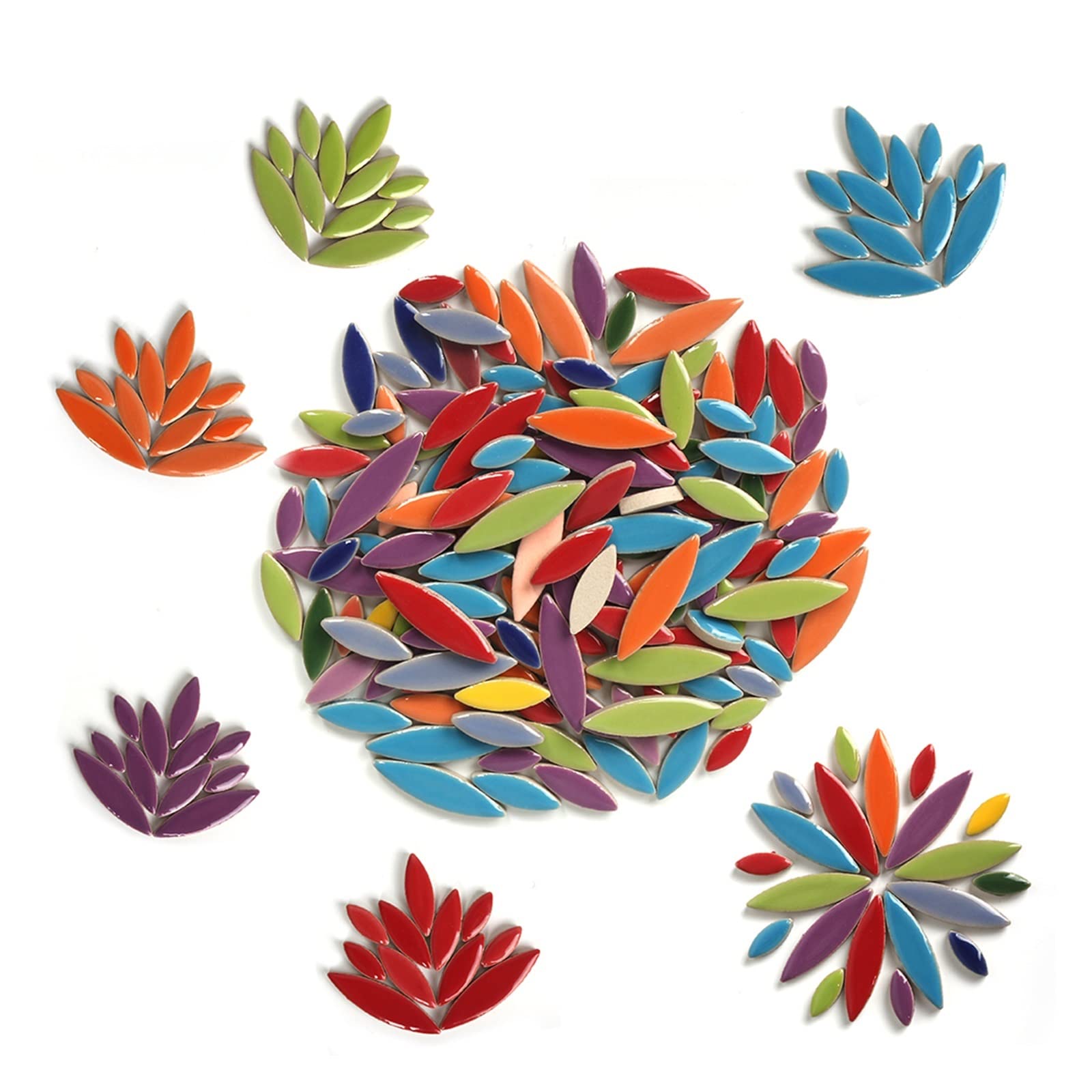 Płytki mozaikowe do samodzielnego montażu, 100g Nieregularne ceramiczne płytki mozaikowe Wielokolorowe Płatki DIY Mozaika Tworzenie kamieni do rzemiosła Hobby Sztuka Dekoracja ścienna(Green)